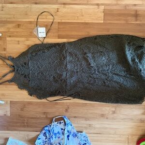 Free People Black Sheath Halter Dress